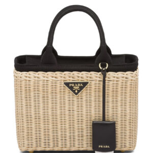 Prada Wicker And Canvas Tote 1BG835 Black