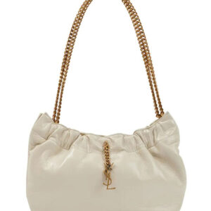 Saint Laurent Mini Leather Shoulder Bag Cream