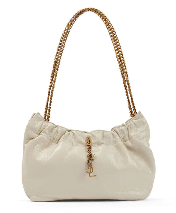 Saint Laurent Mini Leather Shoulder Bag Cream