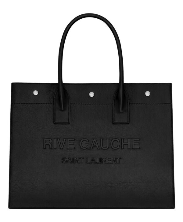 Saint Laurent Rive Gauche Small Tote Bag In Smooth Leather Black