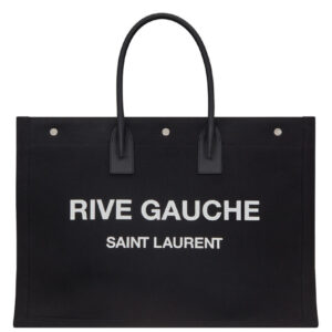 Saint Laurent Rive Gauche Tote Bag In Linen And Leather 499290 Black