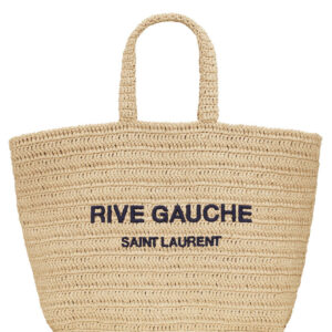 Saint Laurent Rive Gauche Supple Tote Bag In Raffia Crochet Apricot