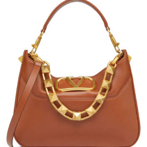 Valentino Garavani Stud Sign Hobo Bag Coffee