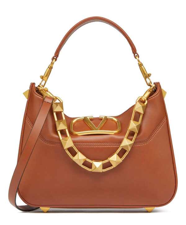 Valentino Garavani Stud Sign Hobo Bag Coffee