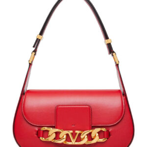 Valentino Vlogo Chain Shoulder Bag In Calfskin Red