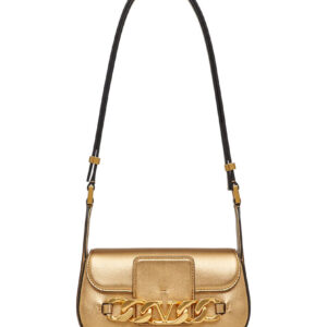 Valentino Vlogo Chain Small Laminated Nappa Shoulder Bag Golden