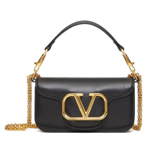 Valentino Loco Small Shoulder Bag In Calfskin Black