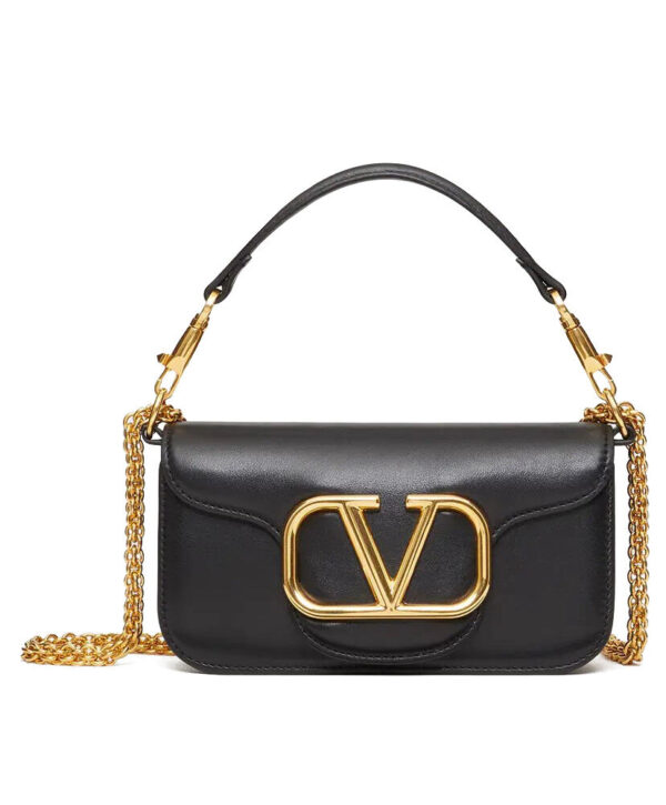 Valentino Loco Small Shoulder Bag In Calfskin Black