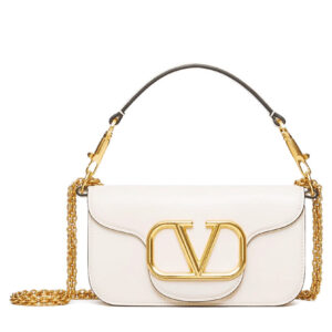 Valentino Loco Small Shoulder Bag In Calfskin Cream