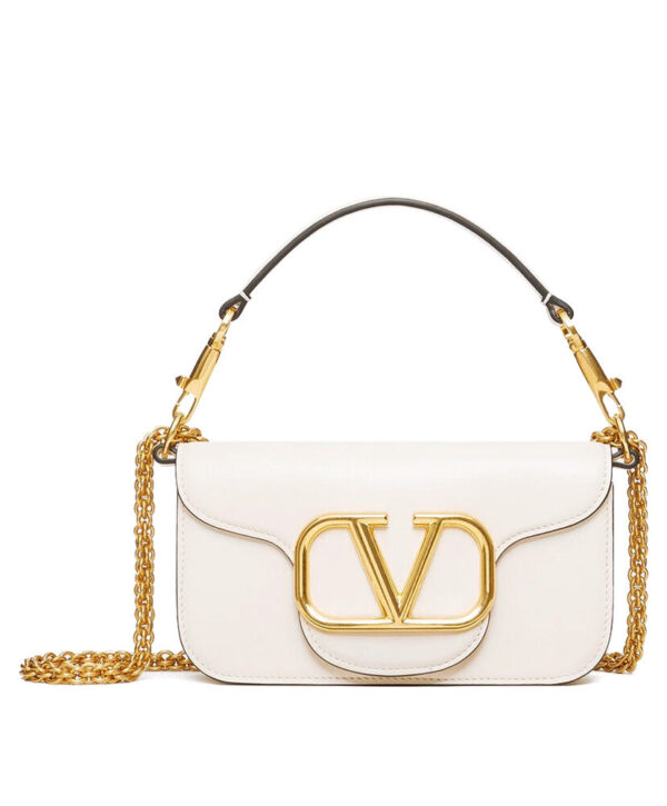 Valentino Loco Small Shoulder Bag In Calfskin Cream