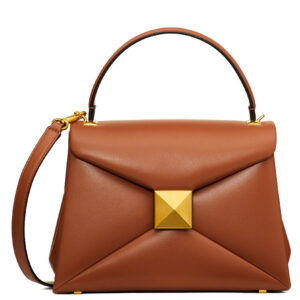 Valentino Small One Stud Handbag In Nappa Leather Coffee