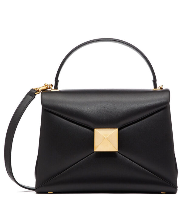 Valentino Small One Stud Handbag In Nappa Leather Black