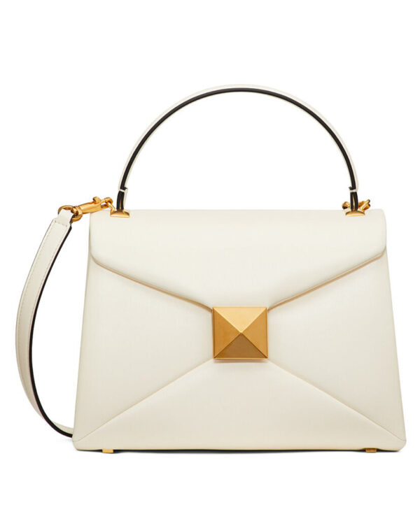 Valentino Small One Stud Handbag In Nappa Leather Cream