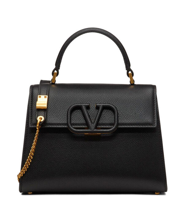 Valentino Garavani Small Vsling Grainy Calfskin Handbag Black