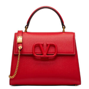 Valentino Garavani Small Vsling Grainy Calfskin Handbag Red