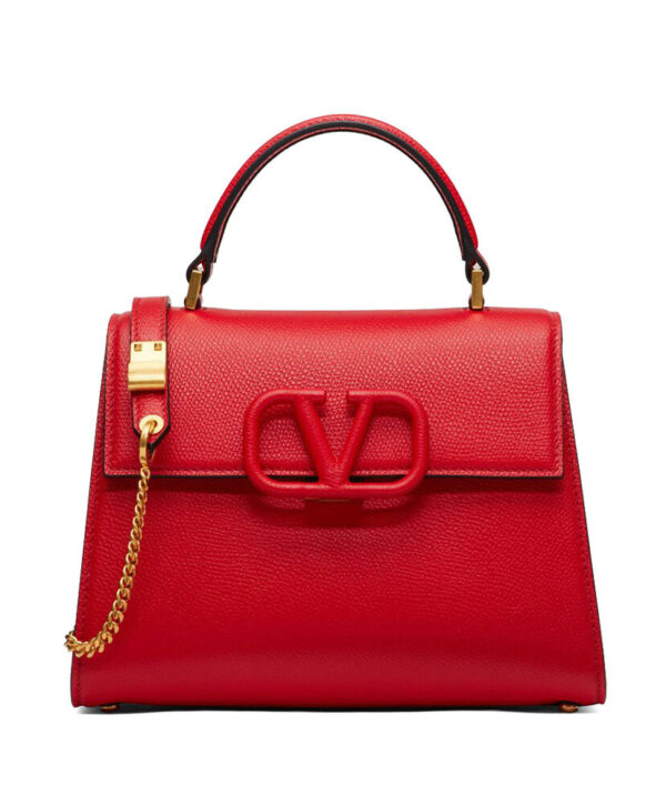 Valentino Garavani Small Vsling Grainy Calfskin Handbag Red