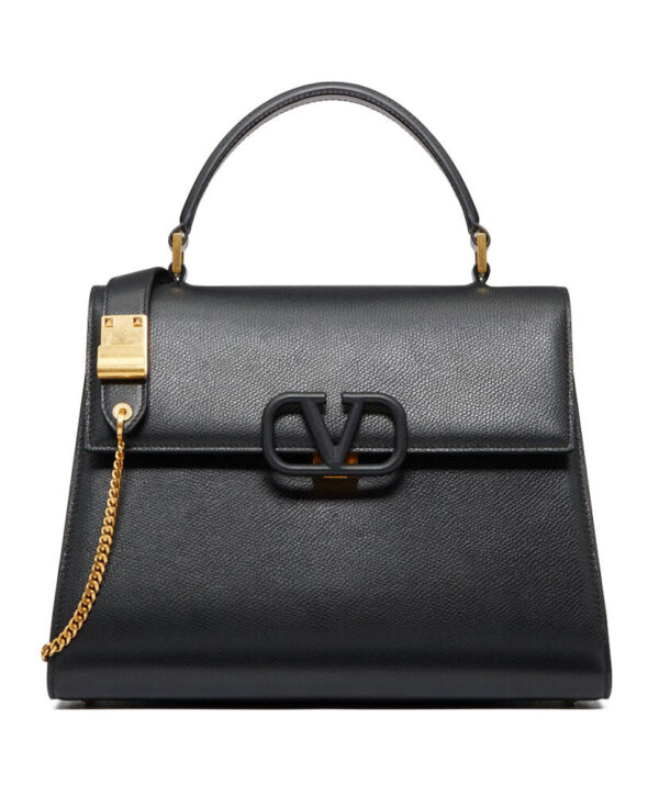 Valentino Garavani Vsling Grainy Calfskin Handbag Black