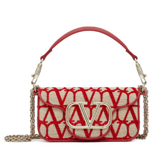 Valentino Small Loco Toile Iconographe Shoulder Bag Red