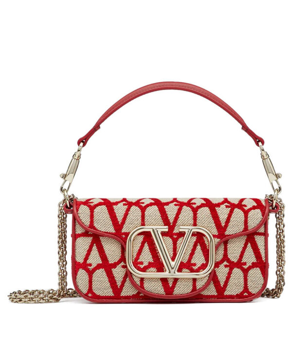 Valentino Small Loco Toile Iconographe Shoulder Bag Red