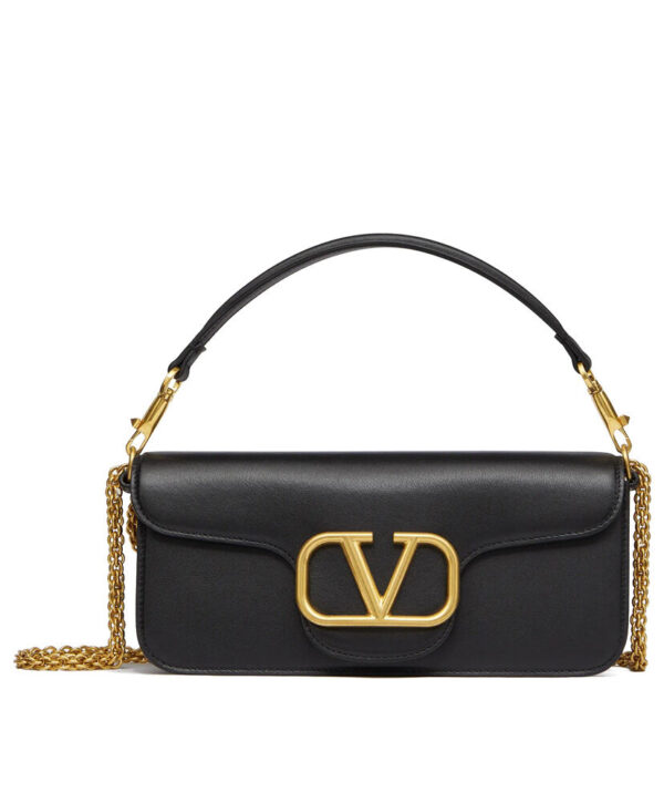 Valentino Vlogo Signature Calfskin Shoulder Bag Black