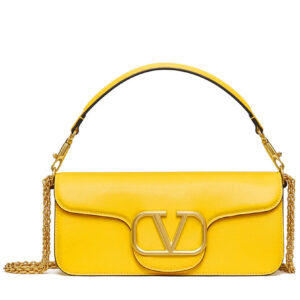 Valentino Vlogo Signature Calfskin Shoulder Bag Yellow