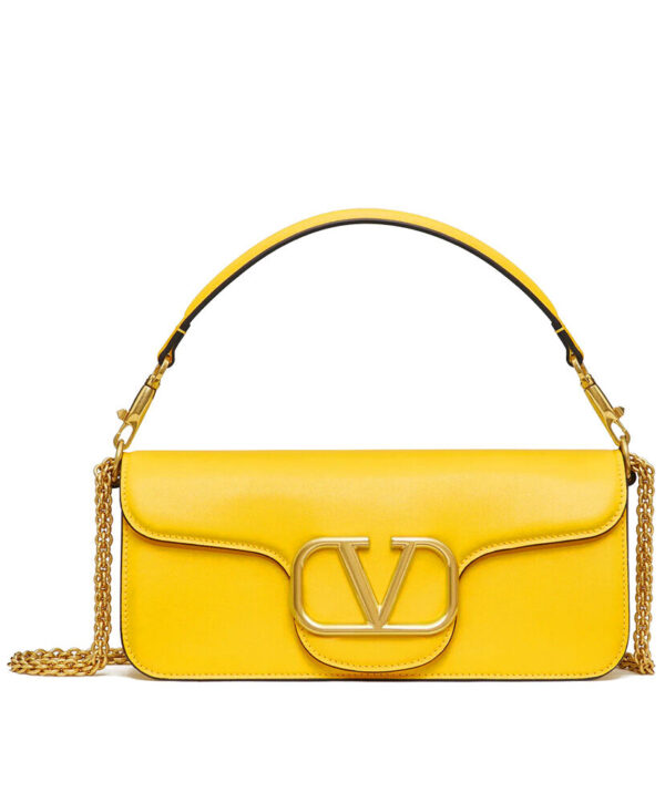 Valentino Vlogo Signature Calfskin Shoulder Bag Yellow