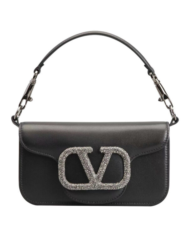 Valentino Loco Small Shoulder Bag With Jewel Logo Black