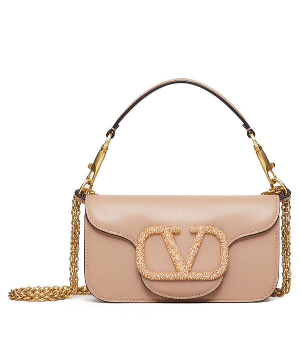 Valentino Loco Small Shoulder Bag With Jewel Logo Pink