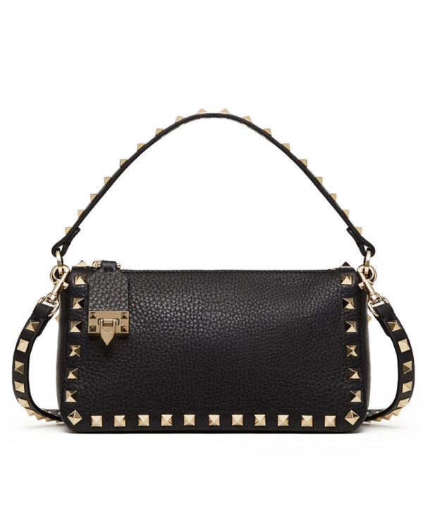 Valentino Small Rockstud Grainy Calfskin Crossbody Bag Black