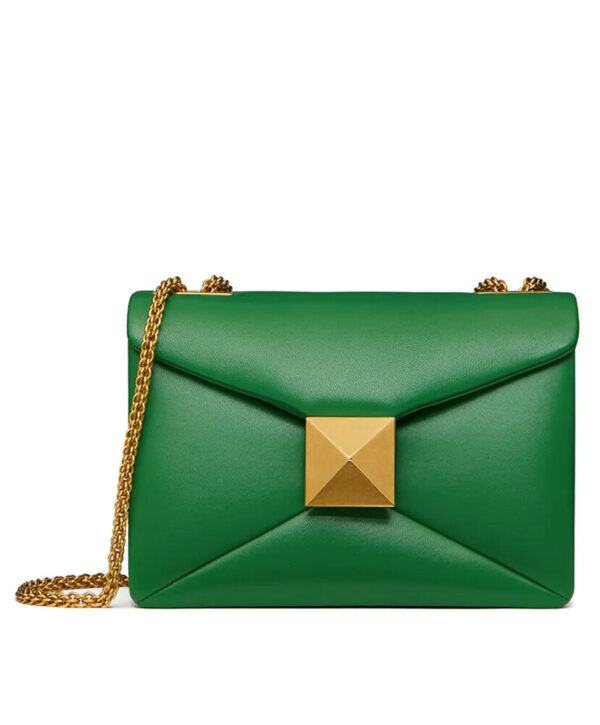 Valentino One Stud Nappa Bag With Chain Green