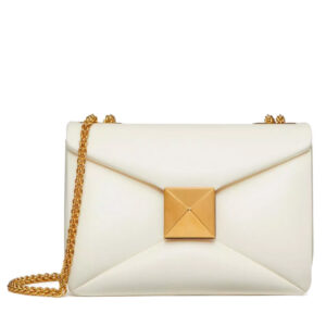 Valentino One Stud Nappa Bag With Chain Cream