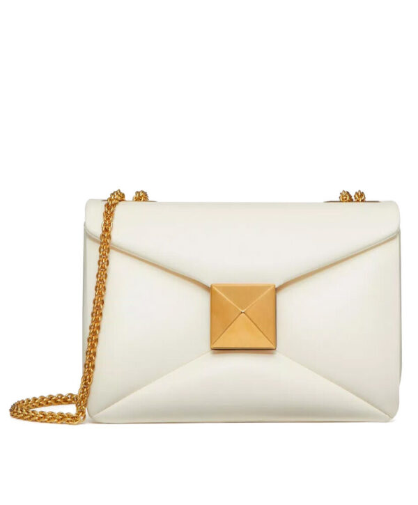 Valentino One Stud Nappa Bag With Chain Cream