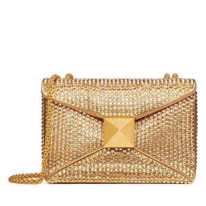 Valentino One Stud Embroidered Bag With Chain Golden