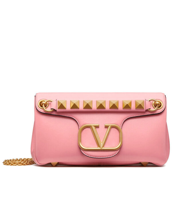 Valentino Stud Sign Nappa Shoulder Bag Pink