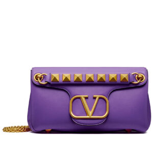 Valentino Stud Sign Nappa Shoulder Bag Purple