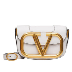 Valentino Garavani Small Supervee Calfskin Crossbody Bag White