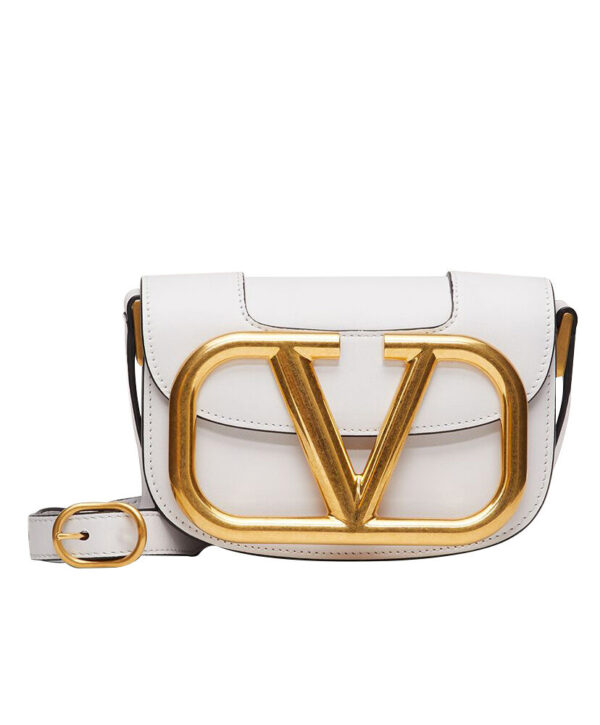 Valentino Garavani Small Supervee Calfskin Crossbody Bag White