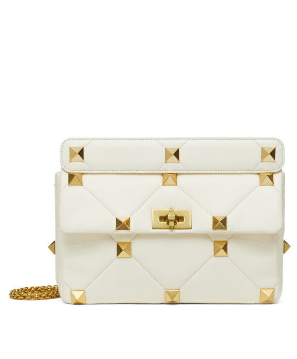 Valentino Garavani Roman Stud Nappa Chain Bag White