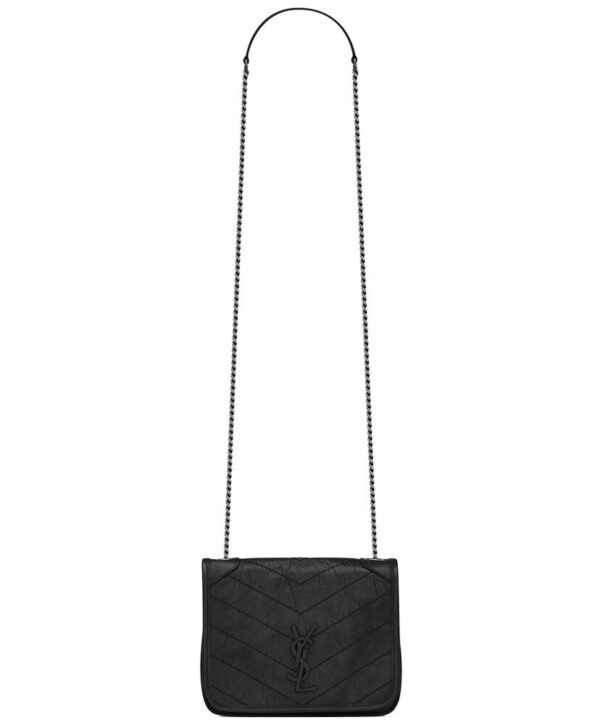 Saint Laurent Niki Chain Wallet In Crinkled Vintage Leather Black